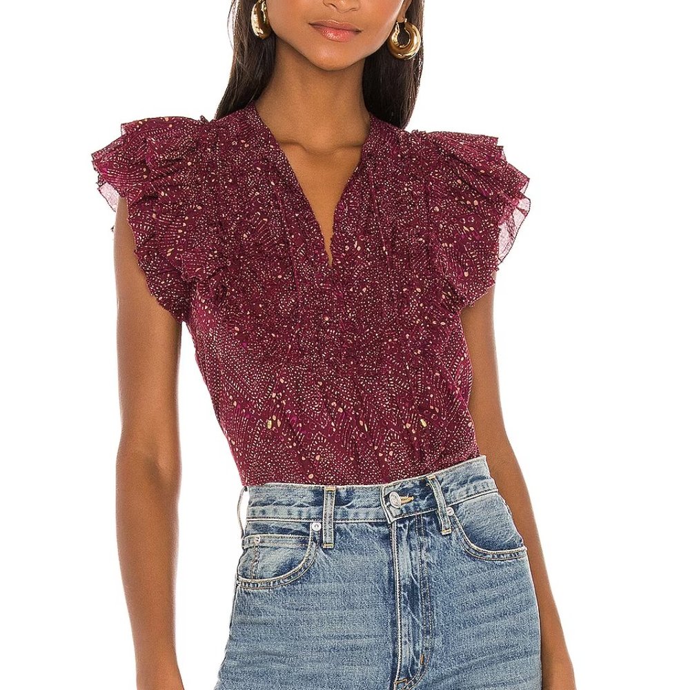 (Ulla Johnson) Ora Blouse Mulberry Diamond